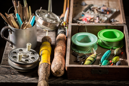 Equipment for fishing with floats, hooks and rodsの写真素材