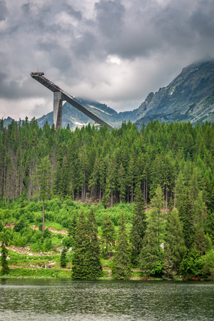 Wonderful Strbske Pleso and mountain lake in summerの写真素材