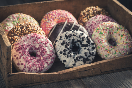 Tasty and homemade donuts ready to eatの写真素材