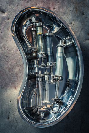 Classic syringes with a needle preparation for vaccinationの写真素材