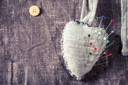 Small needles on the vintage mat tailorの写真素材