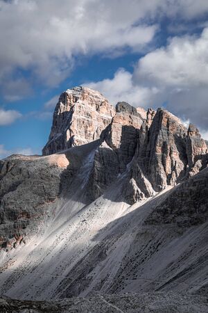 Aerial view of stunning Monte Paterno in Dolomites, Italy