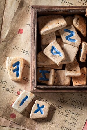 Magic runestones omen based on antique scrollsの写真素材