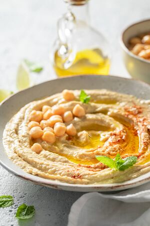 Enjoy your hummus as healthy and quick snackの写真素材