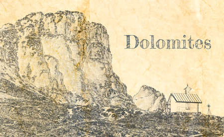 Sketch of Tre Cime and Dreizinnen hut in Dolomites