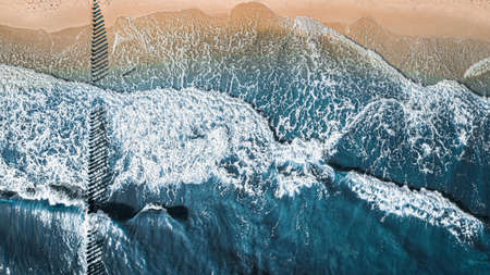 Waves and sea in summer, aerial view, Poland