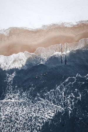 Extreme sport in winter at Baltic sea. Winter swim in cold Baltic sea.