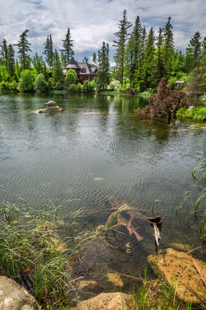 Mountain lake in Strbske Pleso in summer, Europe