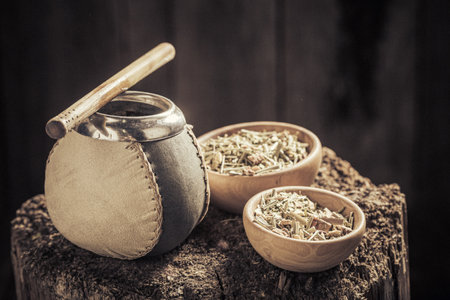 Energizing and aromatic yerba mate made of fresh dried leaves. Yerba mate ready to brew.