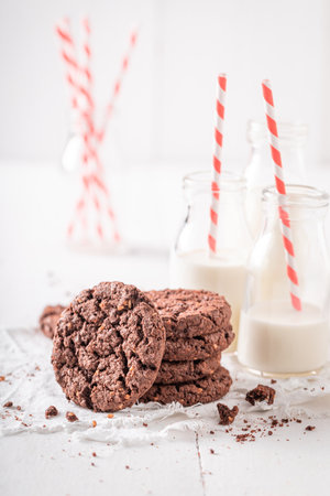 Tasty brown cookies as a popular snack. Brown cookies best taste with milk.