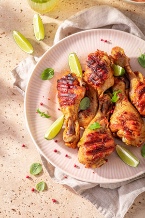 Tasty roasted chicken leg like popular grilled dishes.の写真素材