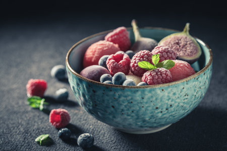 Cold ice cream sorbet with mix of frozen fruits Ice cream made of frozen fruits.