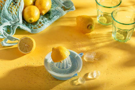 Fresh and tasty lemonade as drink for summer hot days. Summer fruit lemonade.の写真素材