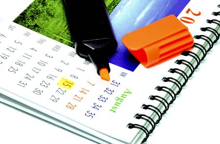 calender & highlighterの写真素材