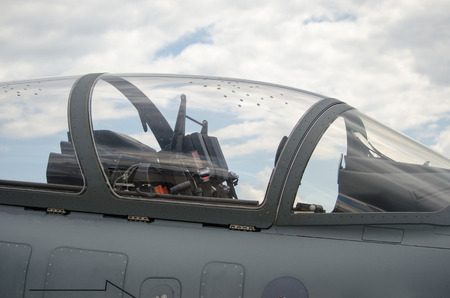 cockpit of a military fighter aircraft