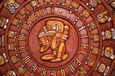 Circular mayan calendar mexico. Handmade, backgroundの写真素材