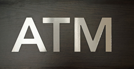 Sign for ATM automatic teller machine. Finance, backgroundの写真素材
