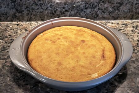 bowl of freshly baked cake
