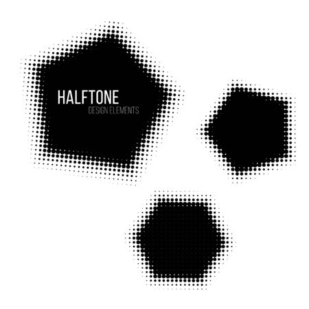 Black halftone design elements.のイラスト素材