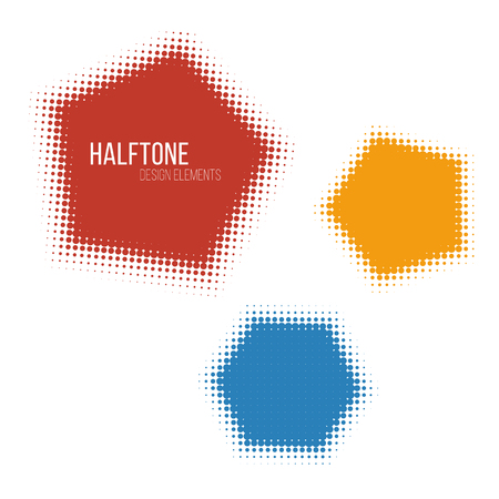 color halftone design elementsのイラスト素材