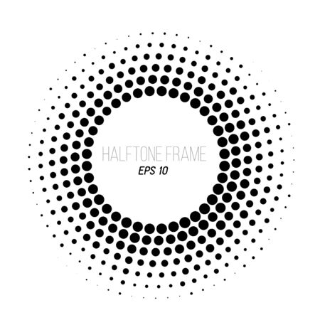 Black and white halftone dotted frame. Round gradient banner.のイラスト素材