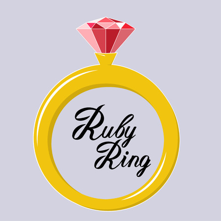 golden ring with ruby gem. Stock vector iconのイラスト素材