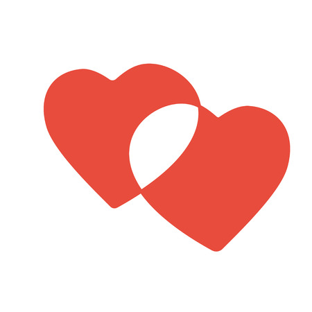 Red hearts pair overlap isolated icon.のイラスト素材