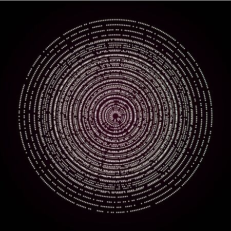 Complete circle illustration of connected dots. Abstract idea of communication in pink and blue.のイラスト素材