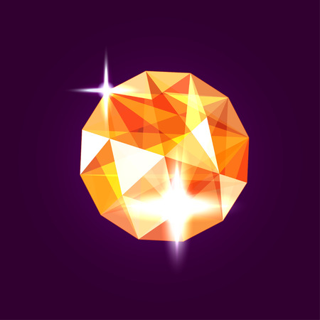 Realistic orange topaz jewel. Gem. Vector illustration.のイラスト素材