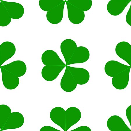 Green Lucky Four Leaf Irish Clover for St. Patricks Day seamless vector patternのイラスト素材