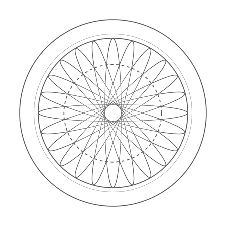 Sacred geometry symbol illustration. Vector energy star of rotated circlesのイラスト素材