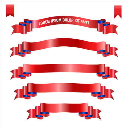 Red Ribbons Premium Set with gradient, Design vector Illustrationのイラスト素材