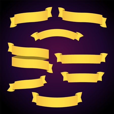 Yellow web ribbon banners set. Stock vector illustration for designのイラスト素材