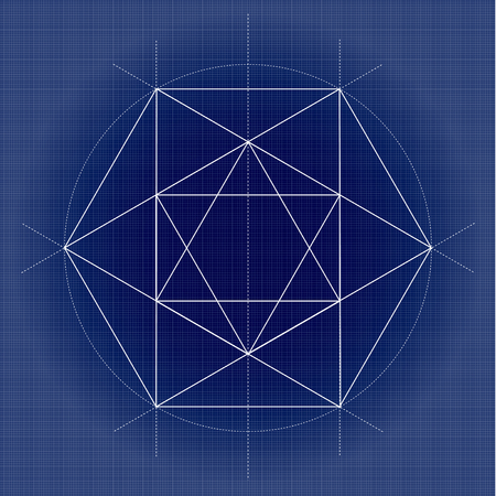 sacred geometry vector illustration on technical paperのイラスト素材