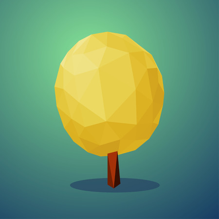 autumn tree low poly style. Vector design element.のイラスト素材