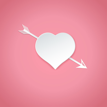 valentines day heart with arrow pink backgroundのイラスト素材