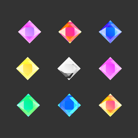 set of gems stones of different colors on darkのイラスト素材