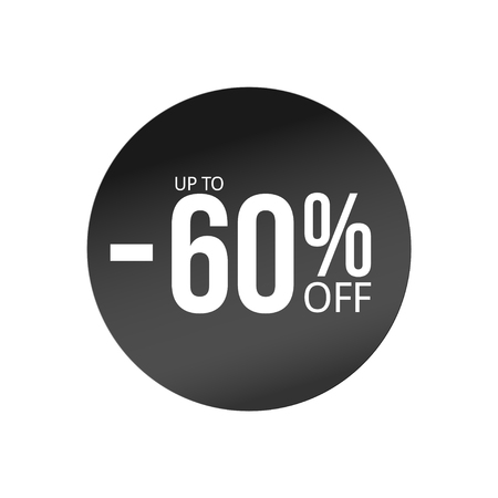 black discount sticker with sale percents. Minus sixty percent off elementのイラスト素材