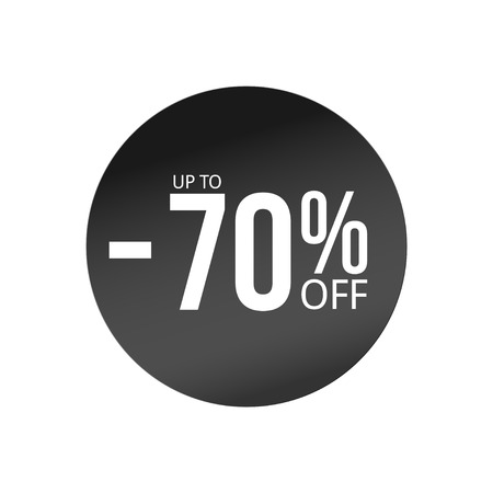 black discount sticker with sale percents. Minus seventy percent off elementのイラスト素材