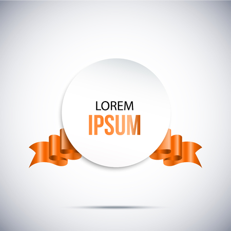 round paper banner with orange color ribbonのイラスト素材
