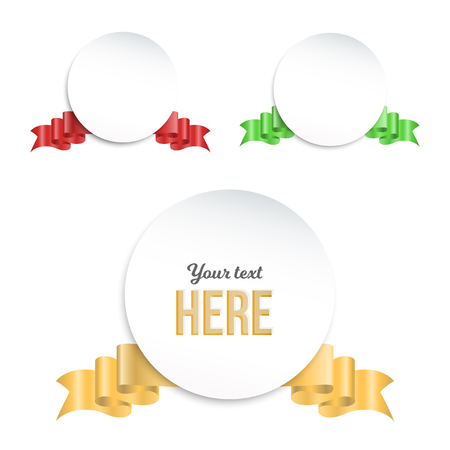 paper labels with color ribbons and shadow. Vector illustrationのイラスト素材