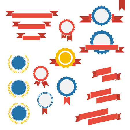 Vector badge, labels and ribbons emblems setのイラスト素材
