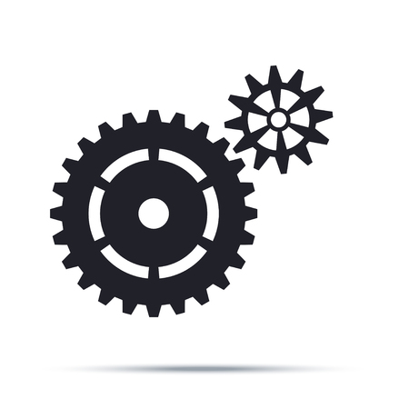 black cogwheels icon. Flat design vector element of two gears.のイラスト素材