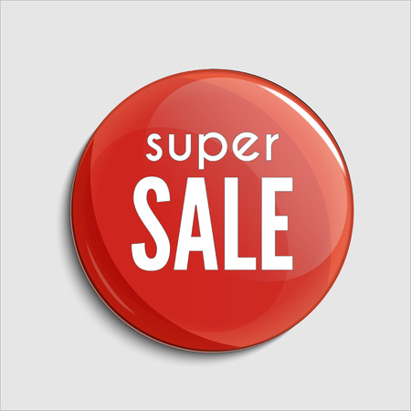 Glossy sale button or badge. Product promotions. Super sale, vector for design.のイラスト素材