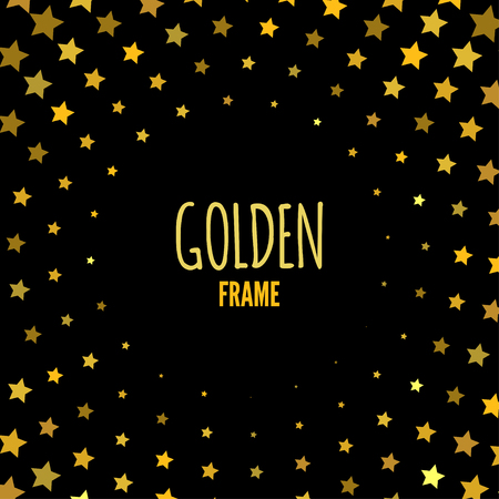 Halftone frame with gold stars. Ornament for gifts or celebration. Vector illustration.のイラスト素材