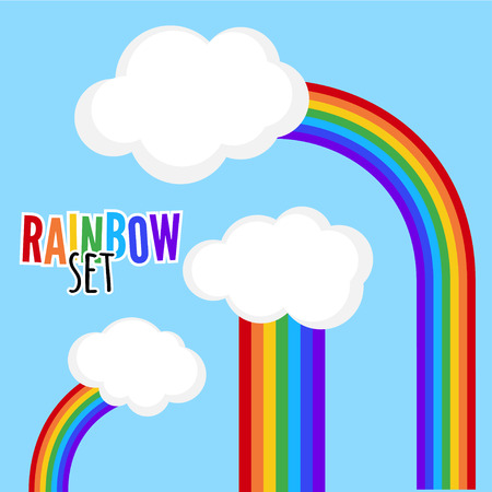 Vector icon set, Color rainbow with clouds.のイラスト素材