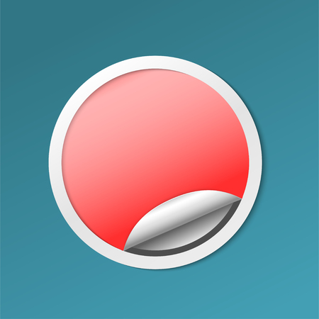 Paper sticker with peel off corner. Vector blue blank banner or circle folded labelのイラスト素材
