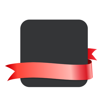 red ribbon and blank black banner. Vector Design Elementのイラスト素材