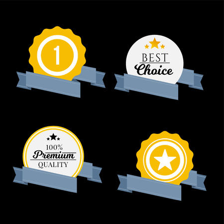 Vector badge, labels and ribbons emblems setのイラスト素材