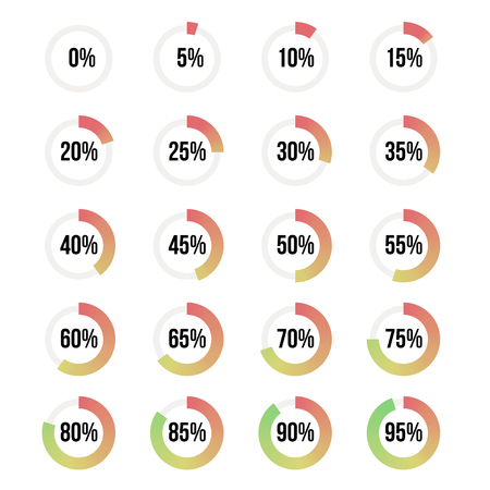 Color gradation progress indicators set, vector illustration for designのイラスト素材